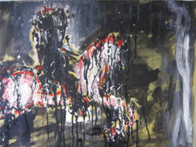 Giovanna Zaghini (Italien) - "Napoleone a cavallo", akryl på papir, 49x73 cm