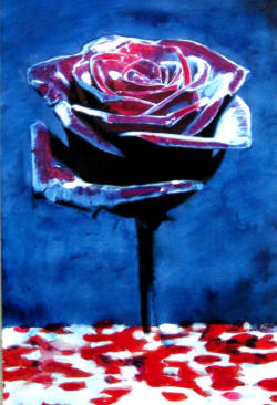 Finn Bjarne Petersen - Blue rose, maleri p lrred, 60x40 cm