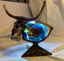 Yves Lohe - Archibald le Taureau - bronze og glas, 20 cm