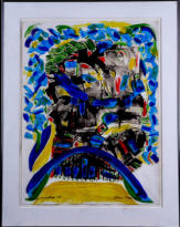 Jrgen Nash - akrylmaleri p papir, 98x76 cm lysml