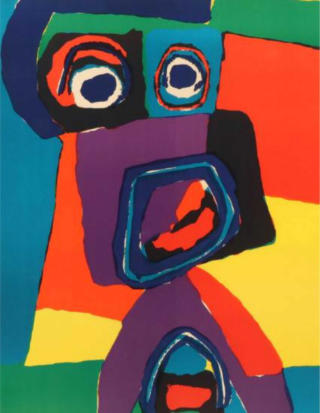 Karel Appel - litografi, 76x56 cm (lysml)