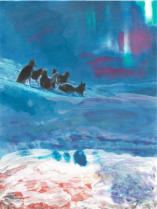 Finn Bjarne Petersen - Nocturne #14 - Tusch, akvarel, akryl p papir, 25x19 cm (lysml) 40x33 cm. 1800,- incl. ramme 