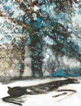 Finn Bjarne Petersen - Nocturne #20 - Tusch, akvarel, akryl p papir, 25x19 cm (lysml) 40x33 cm. 1800,- incl. ramme 