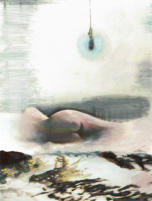 Finn Bjarne Petersen - Nocturne #21 - Tusch, akvarel, akryl p papir, 25x19 cm (lysml) 40x33 cm. 1800,- incl. ramme 