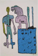 Birthe Simonsen - "Mig skal du ikke tale ned til", tush, oliepastel, akrylfarver på papir, 40x30 cm